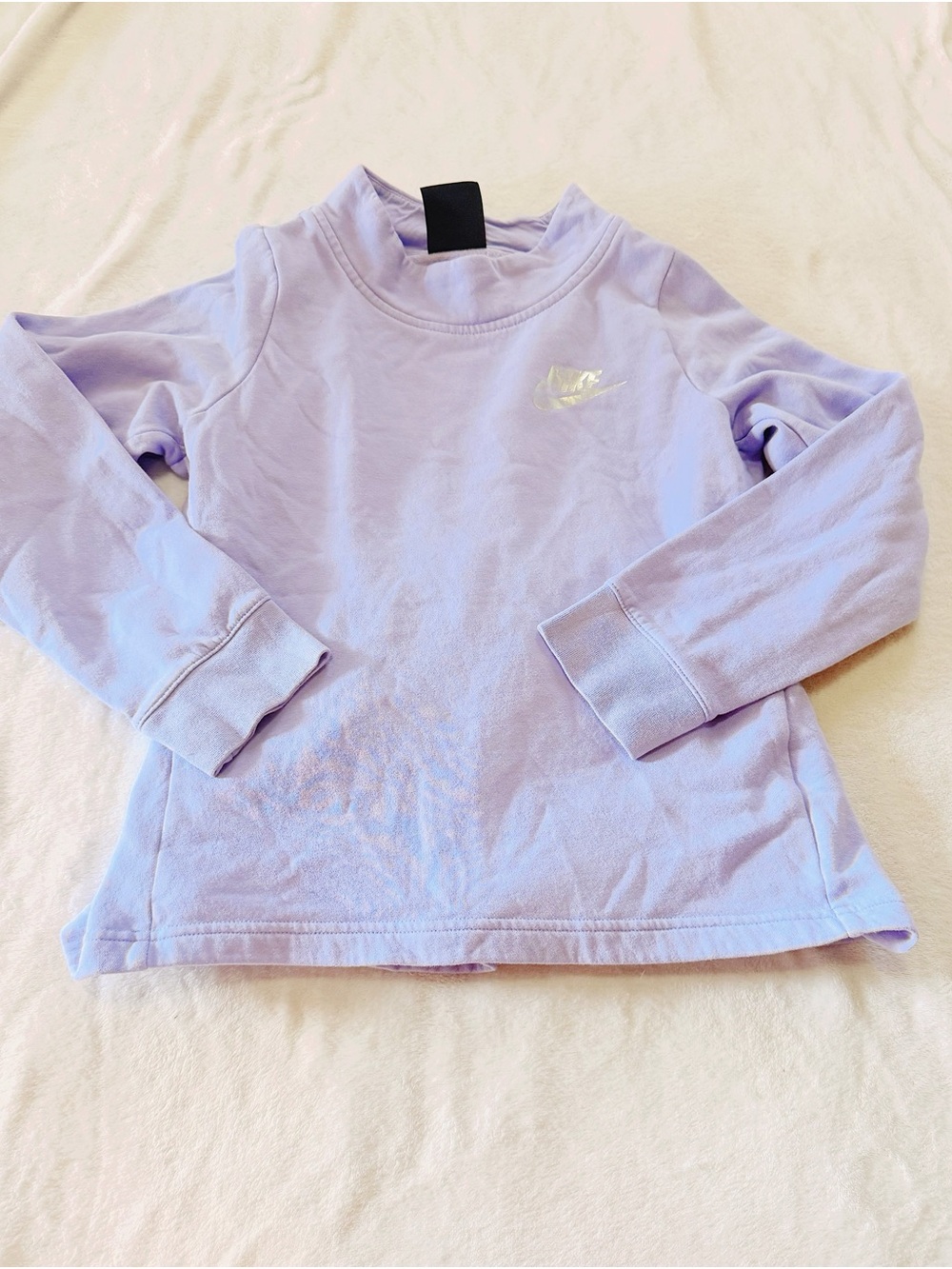Nike Kids Lavender Long-Sleeve Sweatshirt with Metallic Swoosh